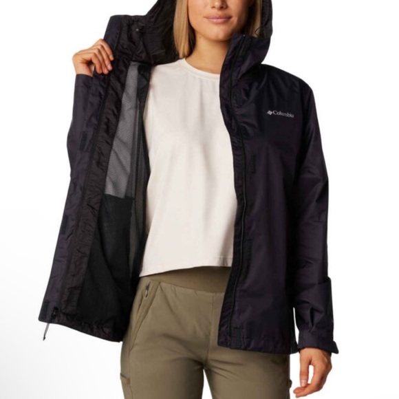 Columbia Black Hooded Rain Jacket- like new - Picture 12 of 15